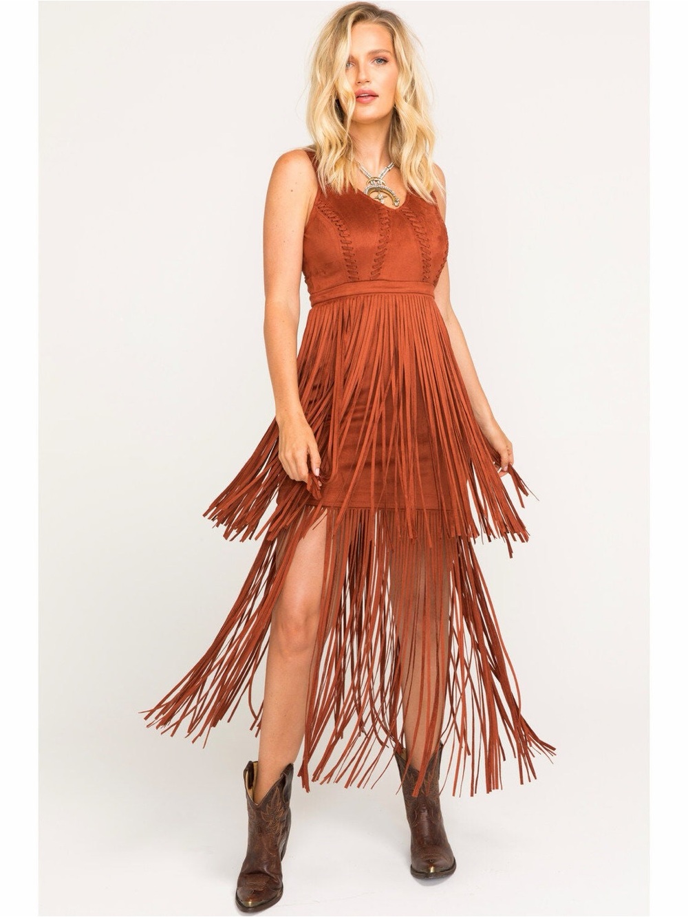 Idyllwind Rust Fringe High-Low Dress